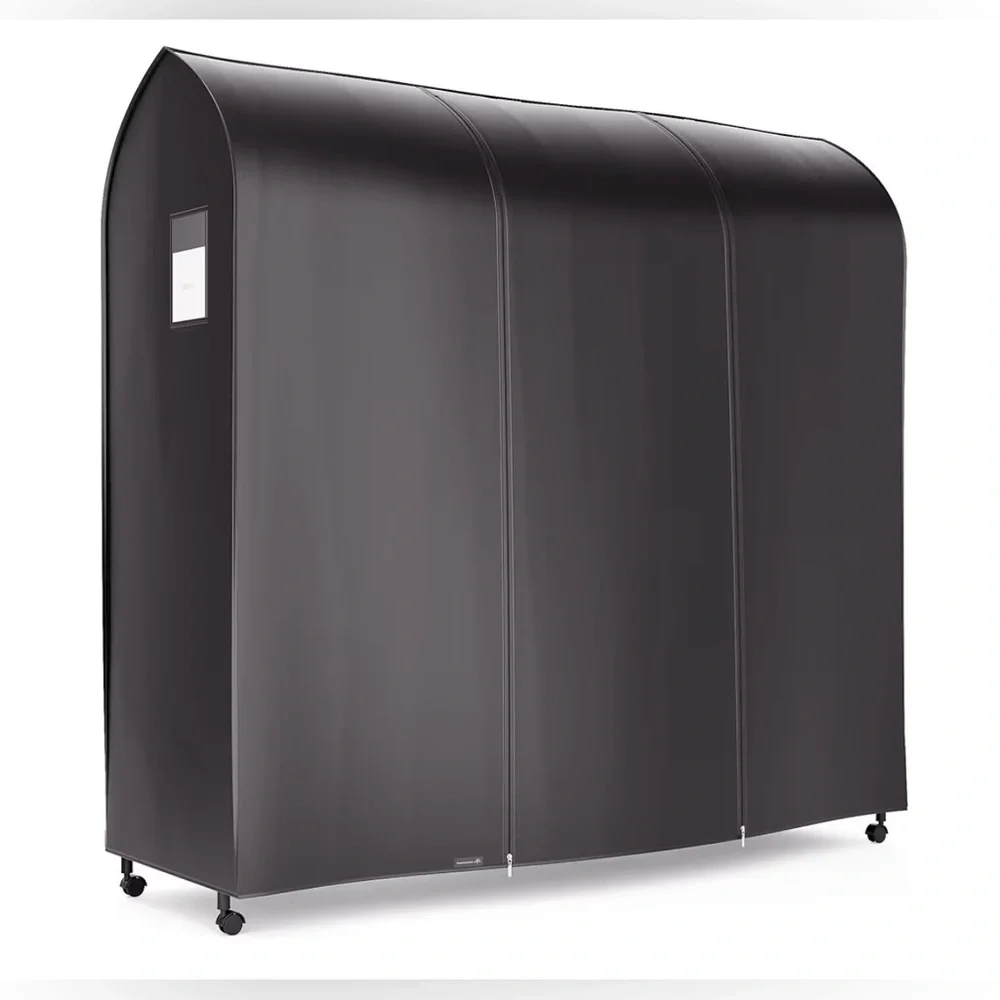 6 ft Large Black Clothes Rack Cover with Zippers